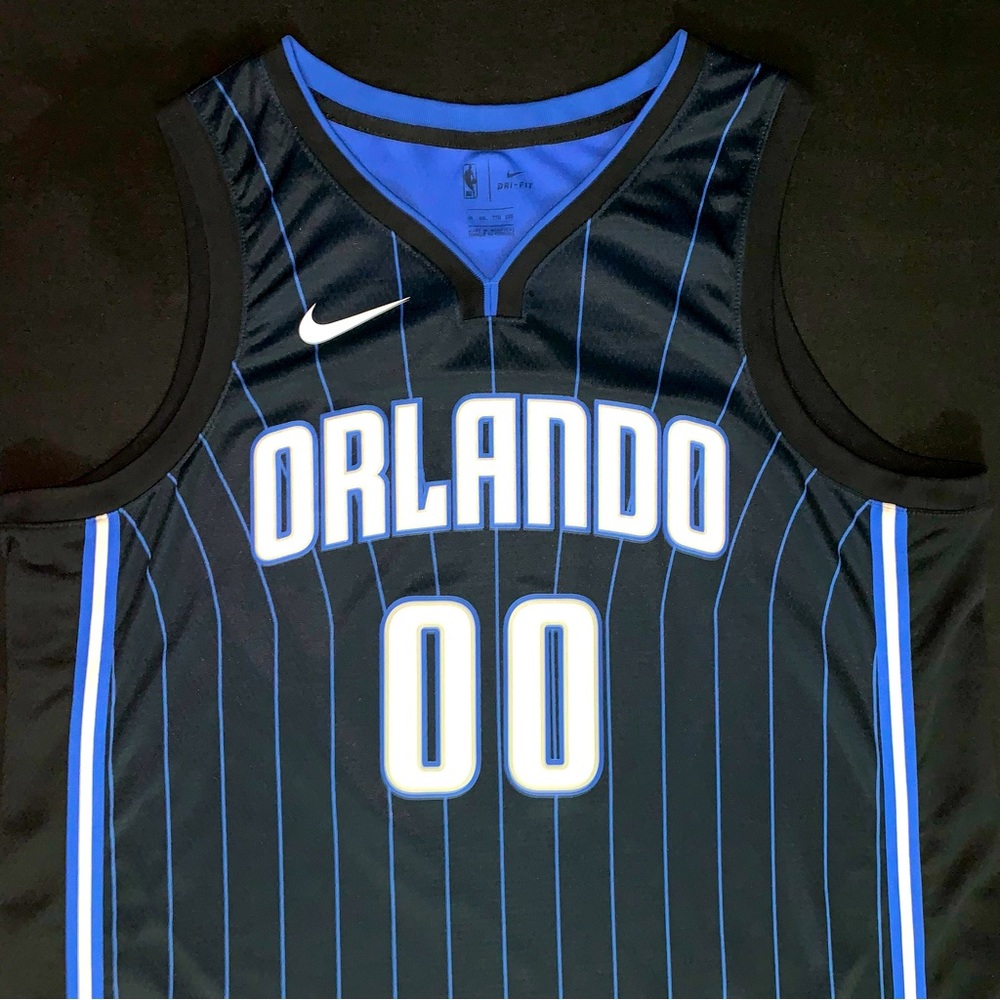 Nike Aaron Gordon Orlando Magic #00 Black Pinstripe Swingman Jersey 56 Men’s 2XL